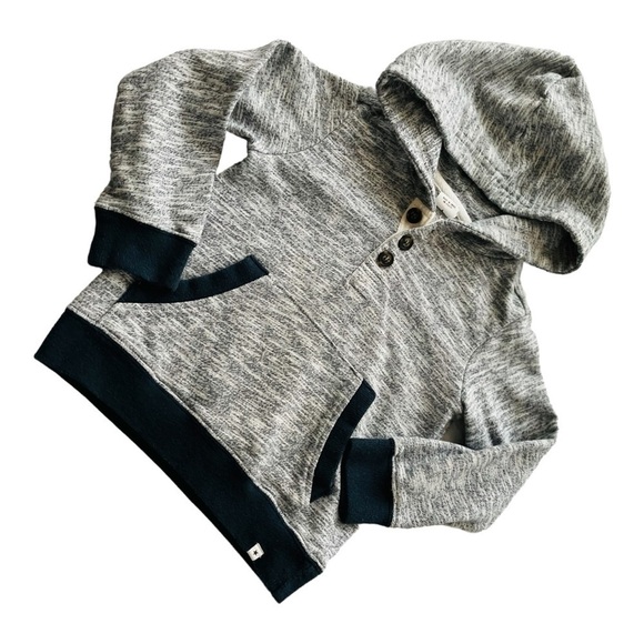Retreat marble hoodie ribbed hem/cuff gray/navy blue kangaroo pocket Boy 5 - Picture 8 of 14